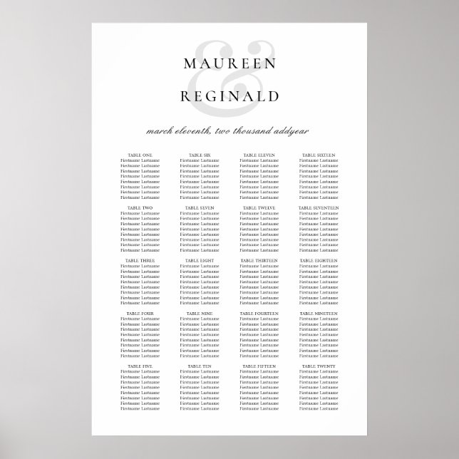 Affiche Graphique de placement de mariage traditionnel élé (Devant)