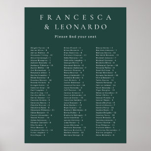 Affiche Graphique de placement de mariage vert émeraude cl