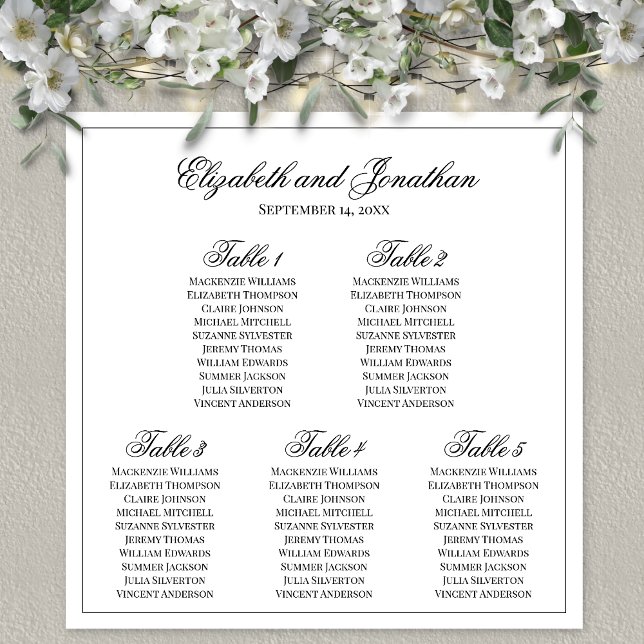 Affiche Graphique de placement de table de mariage élégant (In Situ on Wall)