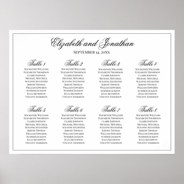 Affiche Graphique de placement de table de mariage Simple  (Devant)