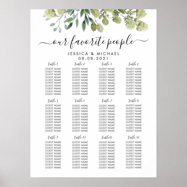 Affiche Graphique de placement des invités de mariage gran (Devant)