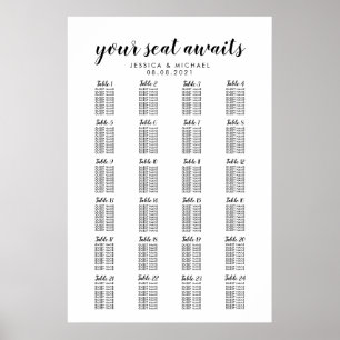 Affiche Graphique de placement des invités de mariage gran