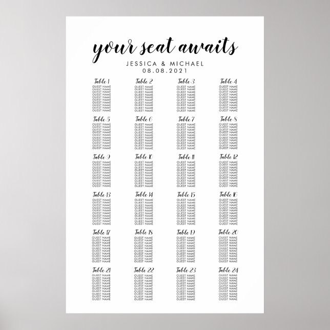 Affiche Graphique de placement des invités de mariage gran (Devant)