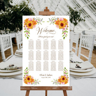 Affiche Graphique de placement des invités de mariage Rose