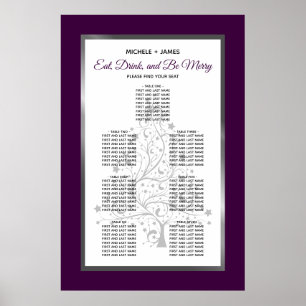 Affiche Graphique de placement élégant argent et violet po