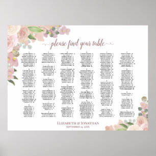 Affiche Graphique de placement en alphabet rose poussiéreu