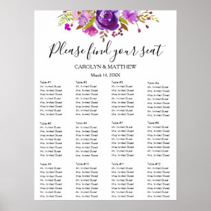 Affiche Graphique de placement floral aquarelle lilas et v