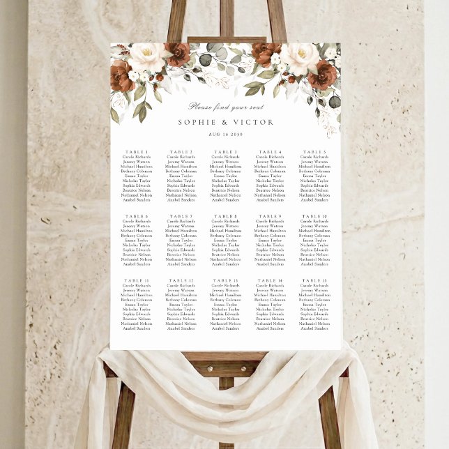 Affiche Graphique de placement Floral Rust Cream pour 15 t (Créateur téléchargé)