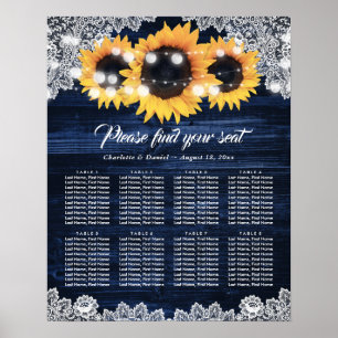 Affiche Graphique de placement Navy Blue Bois Dentelle Tou