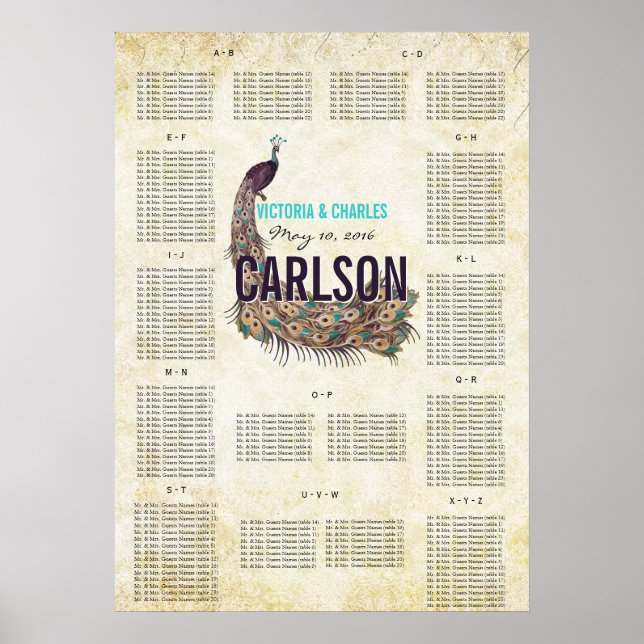 Affiche Graphique de placement Vintage Moderne Paon (Devant)