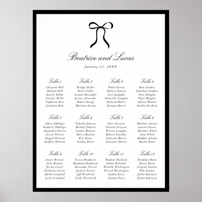 Affiche Graphique de plan de table de mariage classique à  (Devant)