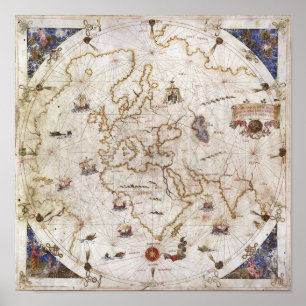 Affiche Graphique de Portolan du monde   1519