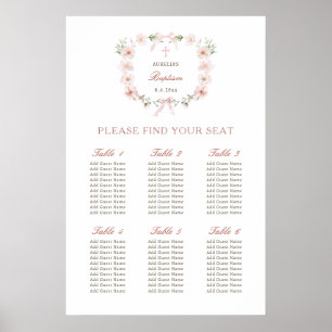 Affiche Graphique de siège à cadre floral rose vif