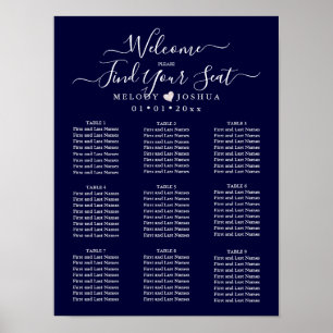 Affiche GRAPHIQUE DE SIÈGE BLEUE MARINE COEUR BLEUS do-it-