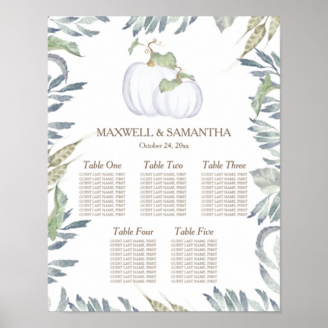 Affiche GRAPHIQUE DE SIÈGE Citrouille blanc rustique (Devant)