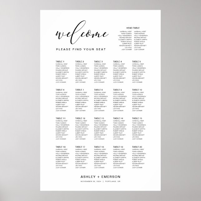 Affiche Graphique De Siège De Script Moderne Avec Table De (Devant)