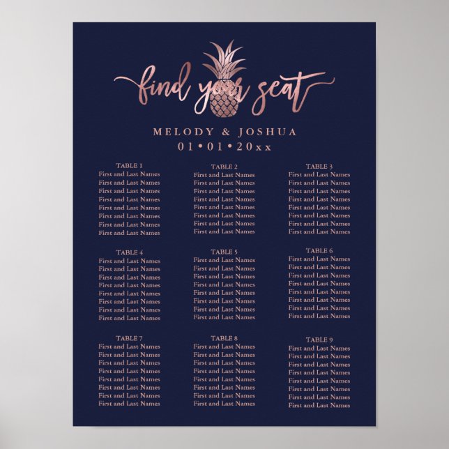 AFFICHE GRAPHIQUE DE SIÈGE DU ROSE BLEU DE MARINE GOLD PIN (Devant)