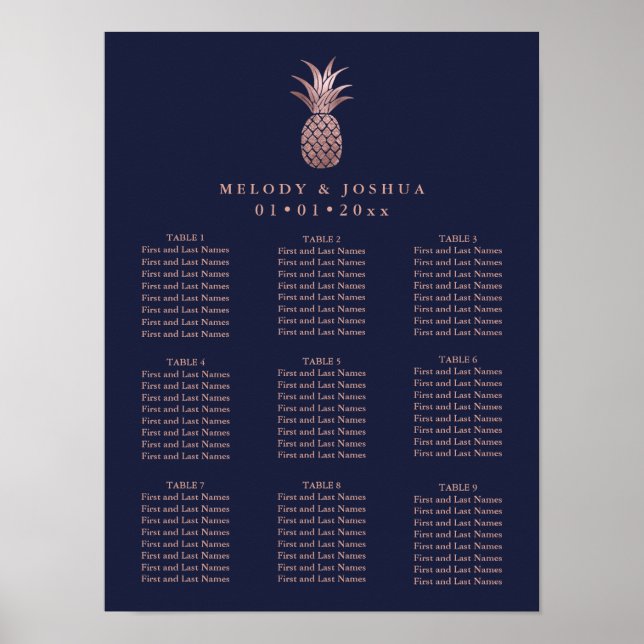 AFFICHE GRAPHIQUE DE SIÈGE DU ROSE BLEU DE MARINE GOLD PIN (Devant)