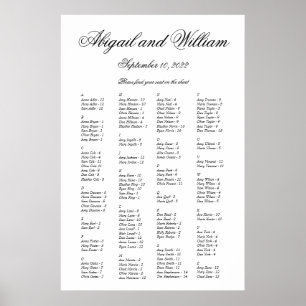 Affiche Graphique de siège Mariage alphabétique Abigail El