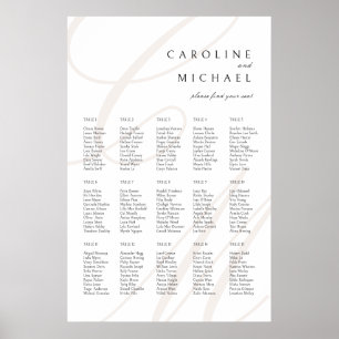 Affiche Graphique de siège Mariage de monogramme classique