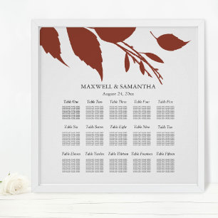 Affiche GRAPHIQUE DE SIÈGE mariage Élégant Burnt Orange Fe