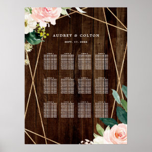 Affiche Graphique de siège Mariage en bois rustique géomét