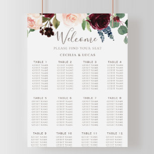 Affiche Graphique de siège Mariage Fleurs Classiques