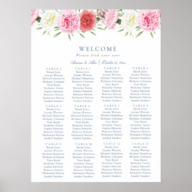 Affiche Graphique de siège Mariage Floral Eucalyptus (Devant)