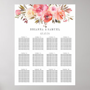 Affiche Graphique de siège Mariage rose de rêve