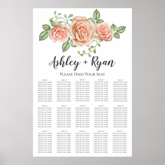 Affiche Graphique de siège Mariage rose pâle (Devant)