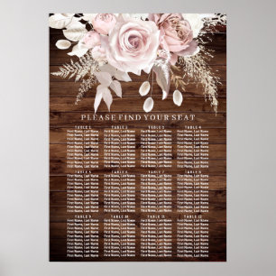 Affiche Graphique de sièges à Mariage floral en bois rusti