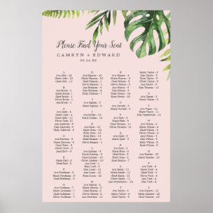 Affiche Graphique de sièges alphabétiques Blush Wild Palm