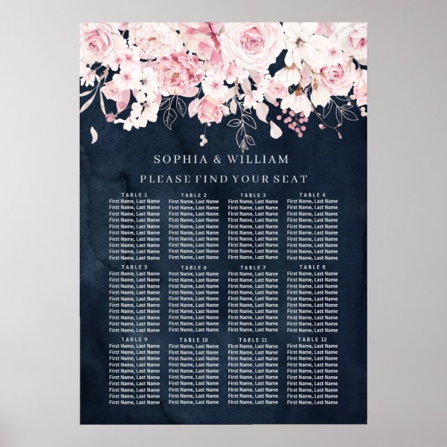 Affiche Graphique de sièges de Mariage de table Flush & Na (Devant)