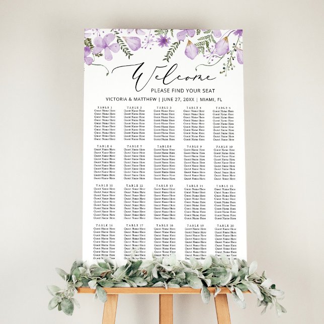 Affiche Graphique de sièges de Mariage Floral Rustique Chi (Créateur téléchargé)