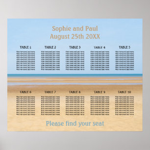 Affiche Graphique de sièges de mariage sur la plage à 10 t