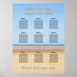 Affiche Graphique de sièges de mariage sur la plage à 9 ta