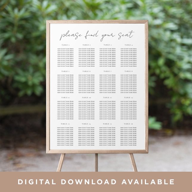 Affiche Graphique de sièges de script minimal moderne (Créateur téléchargé)