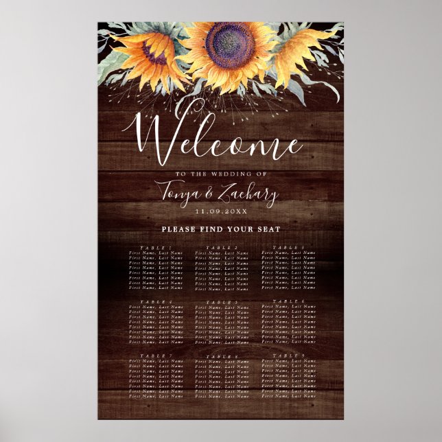 Affiche Graphique de sièges de table Rustic Sunflower Bloo (Devant)