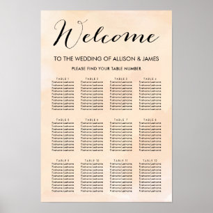 Affiche Graphique de sièges Mariage Apricot Aquarelle Flus