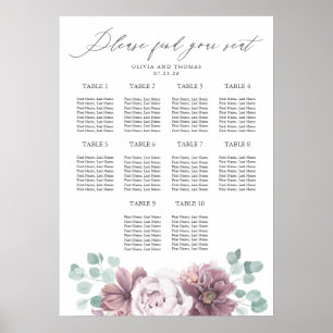 Affiche Graphique de sièges Mariage de fleurs de mauve et