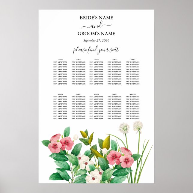 Affiche Graphique de sièges Mariage de périphérique fleur  (Devant)