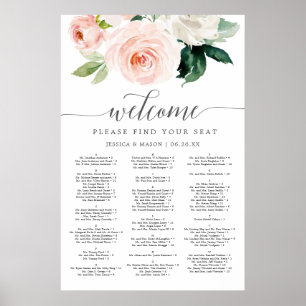 Affiche Graphique de sièges Mariage en fleurs blanches 24x