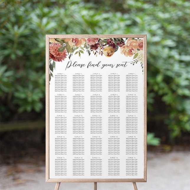 Affiche Graphique de sièges Mariage Floral XL en fleurs ru (Créateur téléchargé)