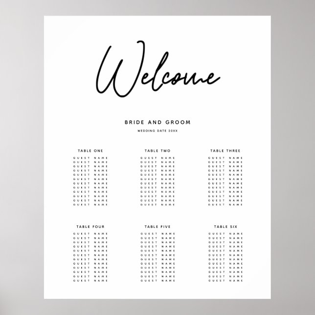 Affiche Graphique de sièges Mariage simple Imprimer (Devant)