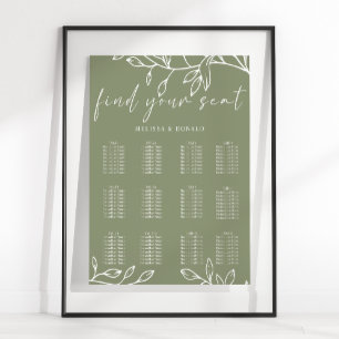 Affiche Graphique de sièges Mariages floraux du Boho vert 