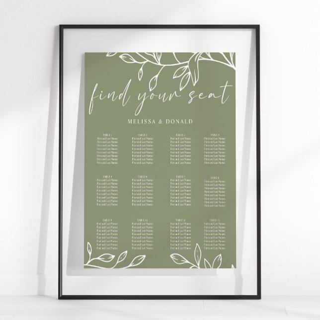 Affiche Graphique de sièges Mariages floraux du Boho vert  (Créateur téléchargé)
