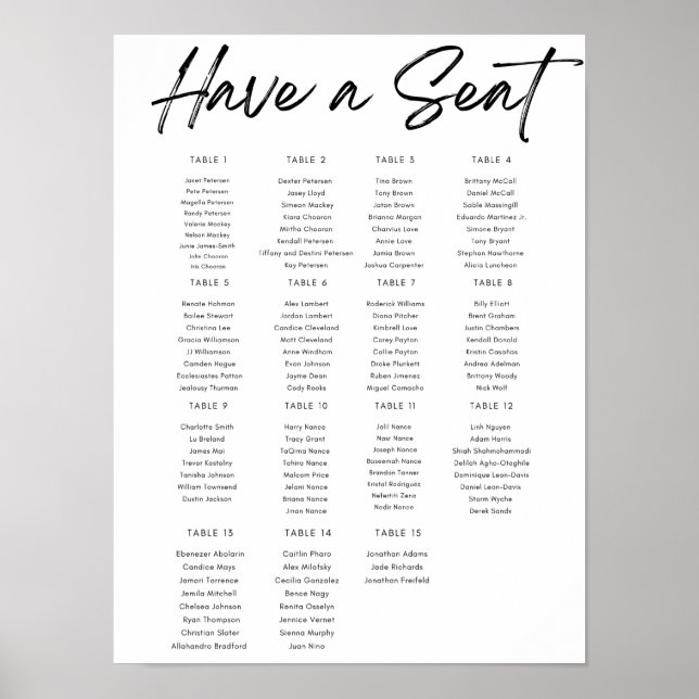 Affiche Graphique de sièges simple (Devant)