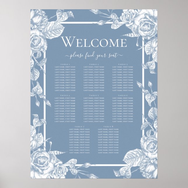 Affiche Graphique de table de 8 places assises pour 10 per (Devant)