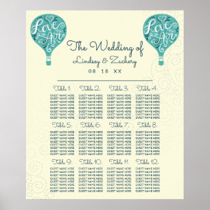 Affiche Graphique de table de mariage en montgolfière sarc
