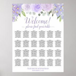 Affiche Graphique de table de mariage floral lavande 24